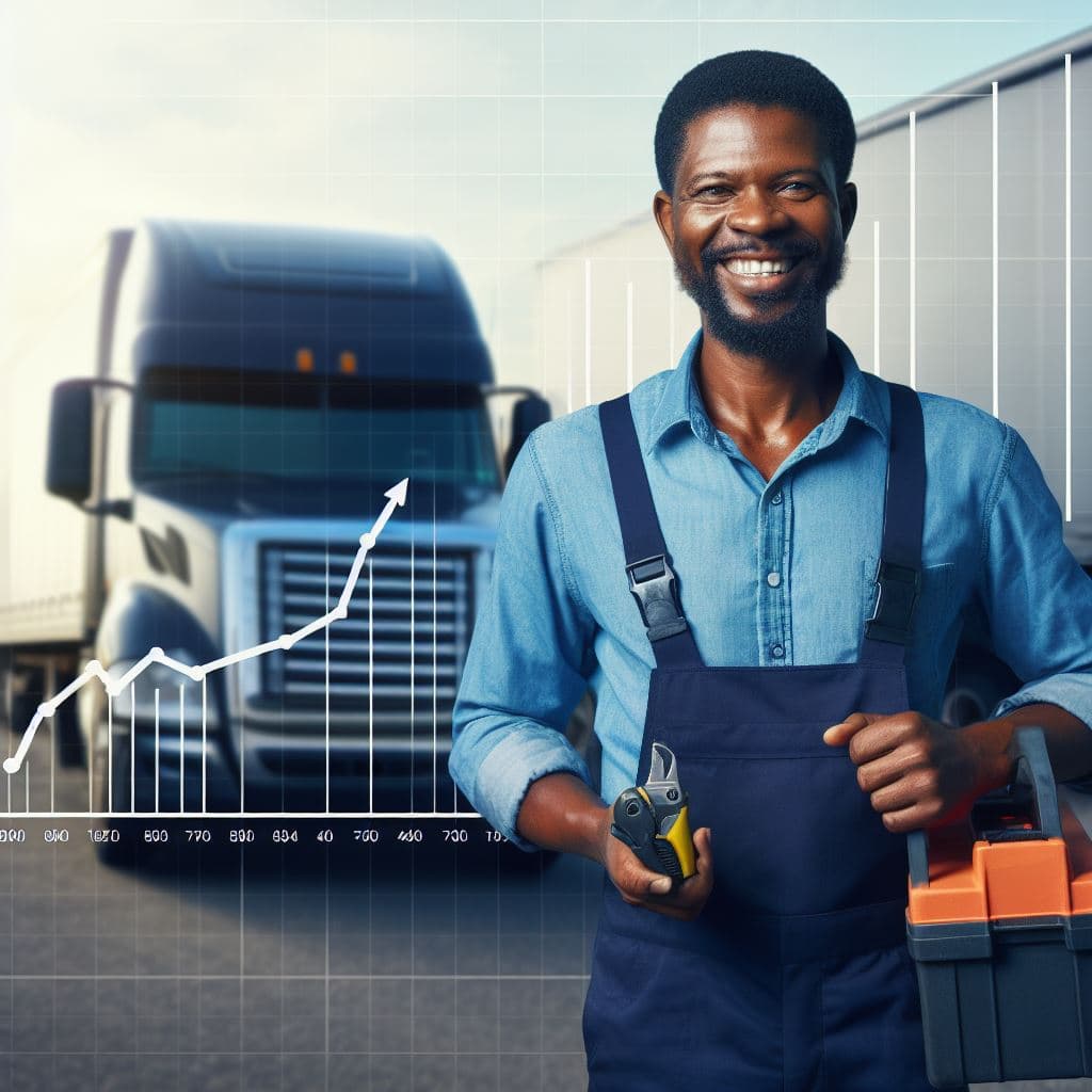 truck driver in front of a truck